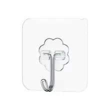 強力な粘着式透明フック【キッチン・バスルーム用・穴あけ不要】