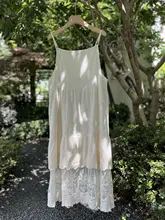 甘美なレース付きキャミソールドレス【多層デザイン・刺繍布・レース裾】（セットアップ対応）