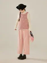 感のあるピンクのダイヤモンド模様パンツ【レディース・カジュアル・快適】