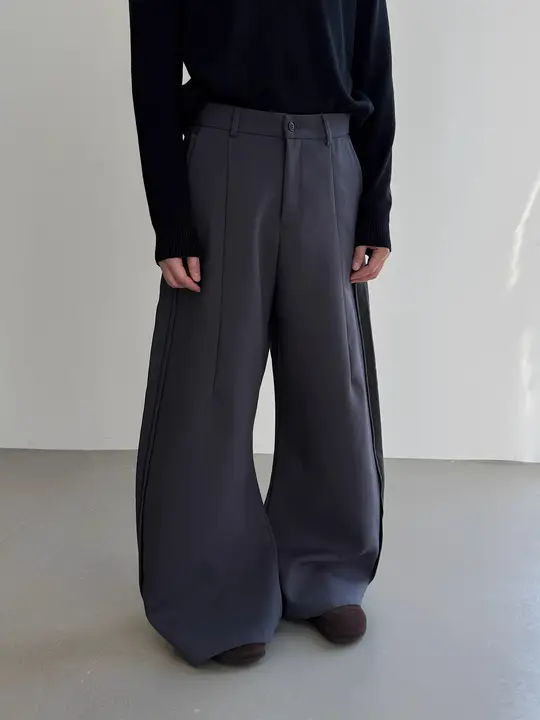 アメリカンレトロデザインのストレートパンツ【春夏用・男女兼用・ゆったりシルエット・ワイドレッグ】（セットアップ対応）