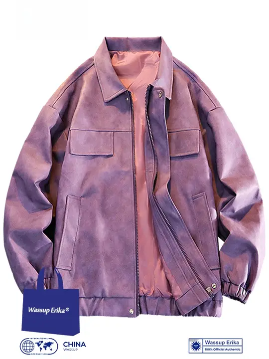 WASSUP ERIKA PUレザー ビンテージ風アウター【春秋用・男女兼用・バイカースタイル】