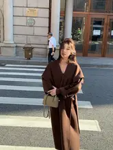 カジュアルな大翻領デザインの両面ウールコート【ファッション・ウエストシェイプ・アウター】