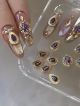 紫色のジルコンデザイン ピアス【レトロスタイル・金属製】