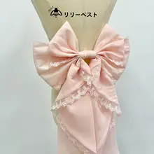 ピンク レース フリル バックリボン付きオーガンジー ロリィタスタイル 大型アクセサリー