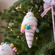 カラフルなキャンディケイン型のクリスマスツリー装飾品【可愛い毛糸編み・子供向け】