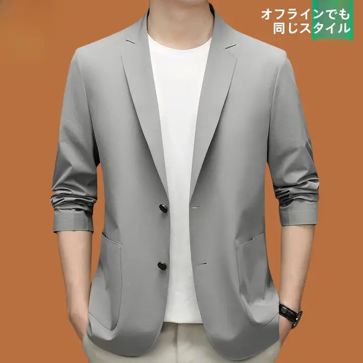 夏用薄手のUVカットジャケット【男性用・アイスシルク・ストレッチ・カジュアルデザイン】