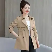 レディース中丈トレンチコート【ウエスト絞り・高級感・春秋用】