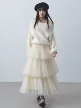 巫女風チュールスカート【クリームホワイト・多層・ふんわり】（セットアップ対応）
