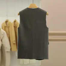 高級感あるダブルブレストのリバーシブルコートベスト【ウール・冬用・女性用】