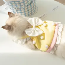 プリンセススタイルの猫用ドレス【毛落ち防止・春夏用・薄手】