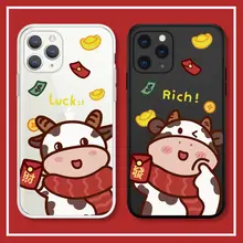 スマホケース iPhone Android 対応 可愛い 牛柄 ペア お正月 迎春