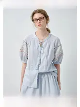 民族風刺繍ブラウスとスカートの夏用ファッション【半袖・二点（セットアップ対応）】