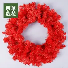 緑色の尖頭クリスマスリース【造花・ホテルや商業施設の装飾用】