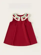 可愛いチェリー刺繍の女児用タンクトップワンピース【ノースリーブ・ドロップカラー・子供用】