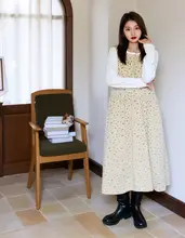 純綿ウエストリボン付き花柄ノースリーブワンピース【秋季・ロングAライン】（セットアップ対応）