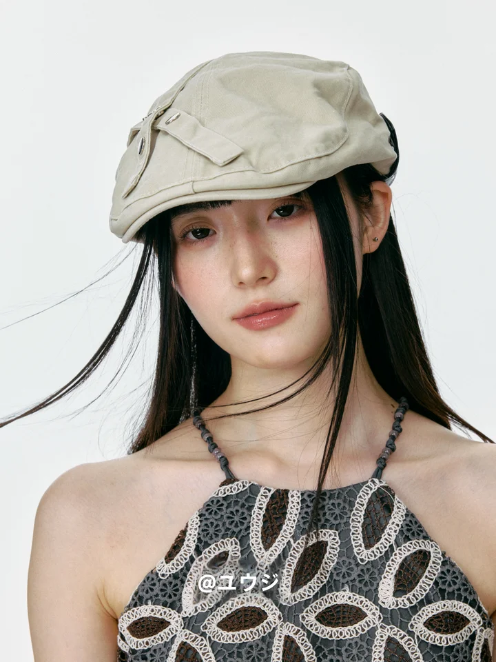 ハンチング ベレー帽 レディース クロスバンド ヴィンテージ ストリート 着回し 春夏秋 おしゃれ 短いつば