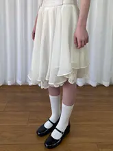 レース切り替えのフレアスカート【夏用・軽やか・スタイルアップ効果】