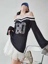 長袖トップス レディース ネイビー レース パッチワーク カットワーク シースルー ルーズ 薄手 スポーツテイスト UVカット 紫外線対策
