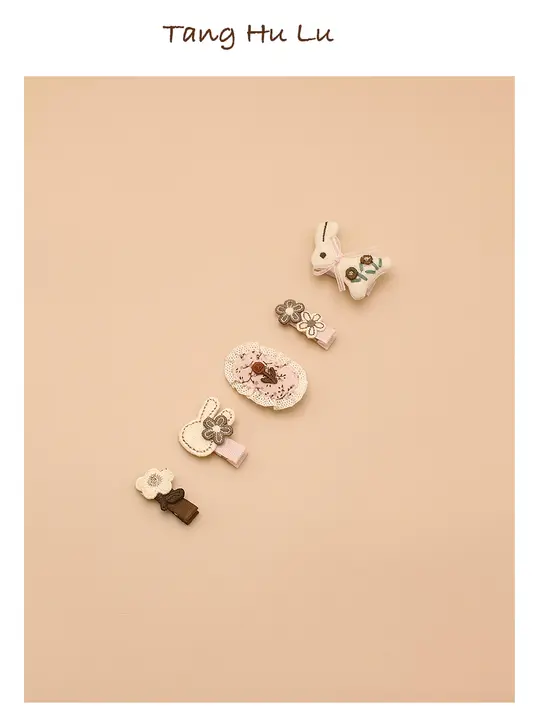 かわいい布製花飾りのベビー用ヘアクリップ【髪の毛を傷めない・子供用】