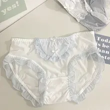可愛いリボン付きのアイスシルクミディウエスト女性用インナー【極上の柔らかさ・快適な着心地】
