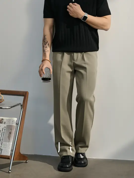 ニットスラックス メンズ ドレープ感 立体裁断 防シワ ウエスト部分ゴム カジュアル きれいめ 上品 通勤 オフィスカジュアル「LUUD」