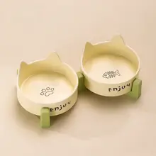 ペット食器 陶器 2連 猫用 犬用 食事 水飲み 転倒防止 首に優しい 傾斜設計