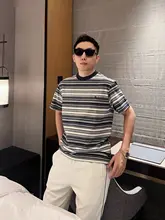 シンプルなデザイン！藏青のストライプTシャツ【半袖・メンズ・カジュアル】