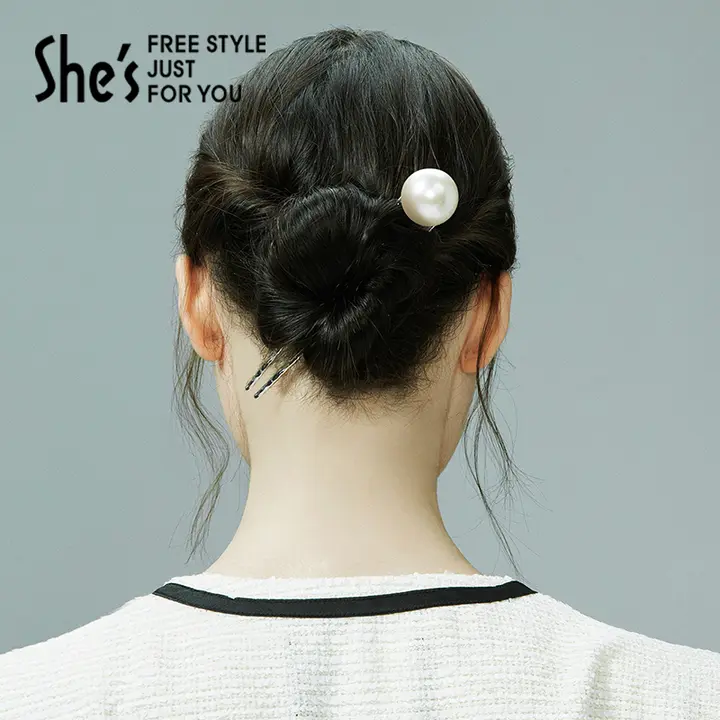 優雅なパールデザインのU型ヘアピン【新中式・丸みのあるスタイル】