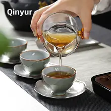 親韻 陶器製紅茶用ティーセット【旅行・携帯可能・急須とカップ4個付き】