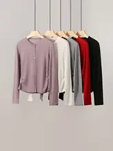 小蛮腰デザインのウールニットトップス【フリル加工・ウエストシェイプ・レディース】