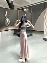 77store ハイウエストサイドスリットフレアスカート【夏用・中丈・体型カバー】