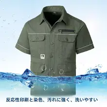 夏用薄手コットン半袖作業服【耐熱・耐摩耗・反射ストライプ・多ポケット】