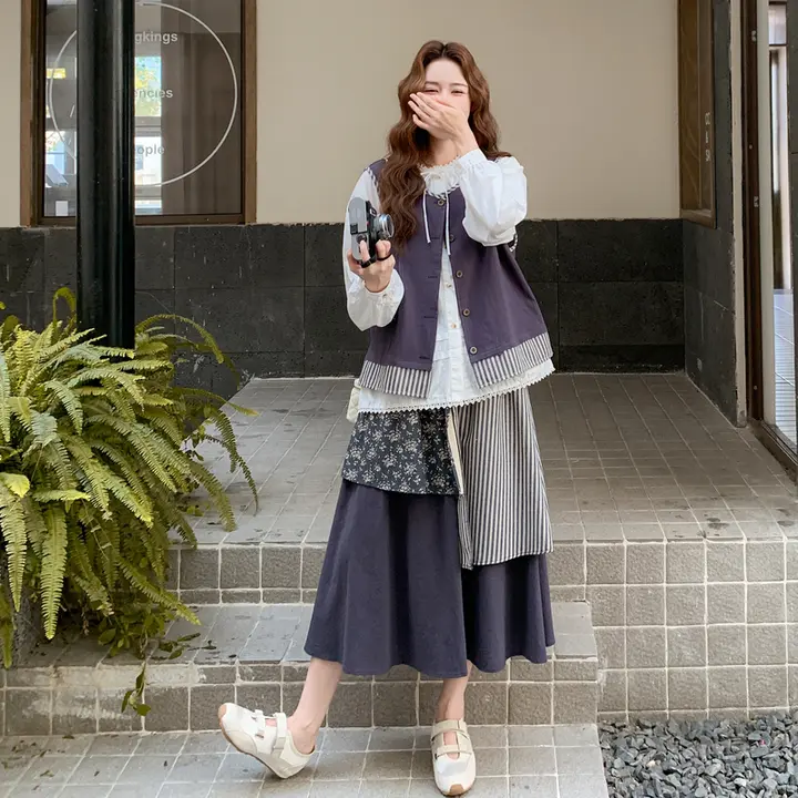 秋の雰囲気を演出する女性用秋服【ハイエンドスタイル・半身スカート・三点セット（セットアップ対応）】