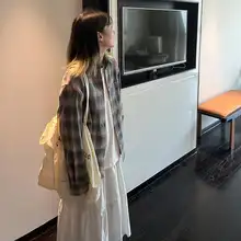 秋冬用 長袖チェックシャツ【フィット・モダンデザイン・粉色】