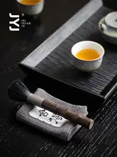 純チタン製 竹節デザイン 茶道具用ブラシ【黒檀・茶盤・家庭用】