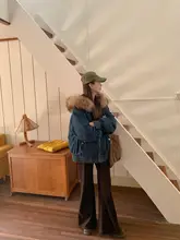 ヴィンテージ風 デニムストレートパンツ【コットン・裏起毛・微フレア】