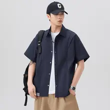 夏用薄手デザインの半袖シャツ【カジュアル・ルーズフィット・ヴィンテージ風】