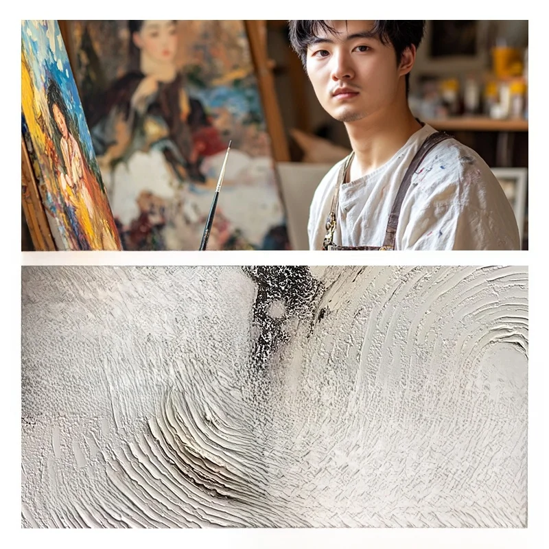 手描きオリジナル油絵アートパネル：抽象デザインの高級感ある壁装飾