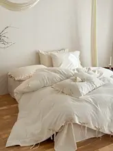 ヴィンテージ風フランス式クリームカラー寝具セット【全棉・厚織り・立体的なテクスチャーのベッド用品】（セットアップ対応）