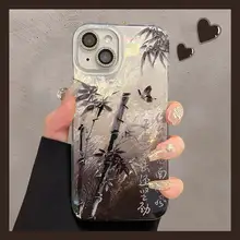 竹の国風書法デザインのスマートフォンケース【透明・防摔対応・可愛い】