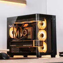 曲面ガラスATXゲームPCケース【水冷対応・背面接続・タイプC】