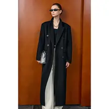 ダブルフェイスウールコート【ロング丈・ゆったり・ダブルボタン・高級感】