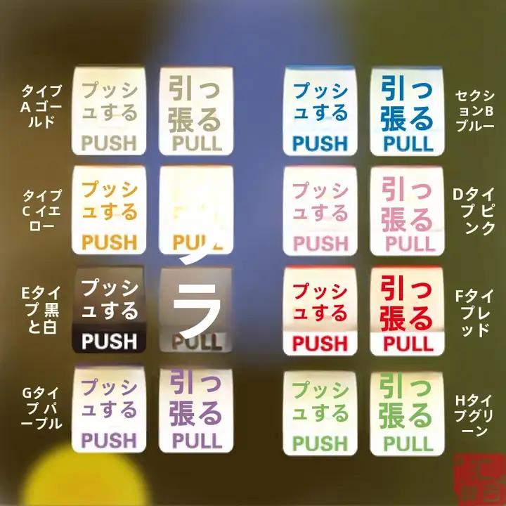 防水ガラスドア用プル＆プッシュサインステッカー【店舗用・衝突防止・指示ステッカー】