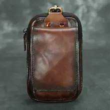 本革製ウエストバッグ【多機能・バイカー風・手作り・レトロ】