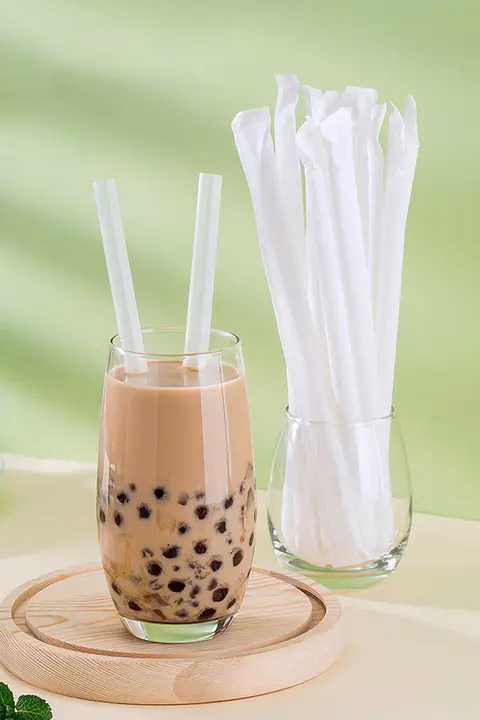 使い捨てPLAストロー【ブラック・尖頭・独立包装・食品グレード対応・熱飲用】