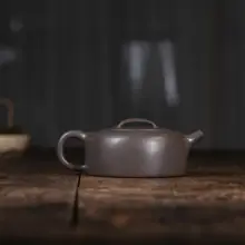 手作りの紫砂花器【青灰色・シンプルデザイン・高級感】