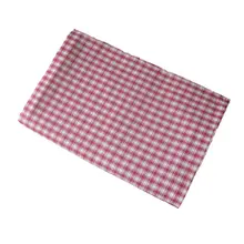 レトロな赤と白のチェック柄の綿とリネン生地 DIY トップ シャツ