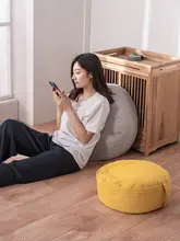 丸型 厚手コットン麻座布団【リビングや和室用・畳対応】