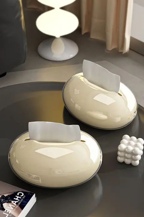 マグネット式ティッシュボックス【クリーム風・高級感・リビング用・おしゃれなテーブル設置】