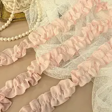 可愛いチェック柄レーストリムDIYドレスエッジ飾り【手芸用・ギャザー入り・衣装やアルバムに最適】